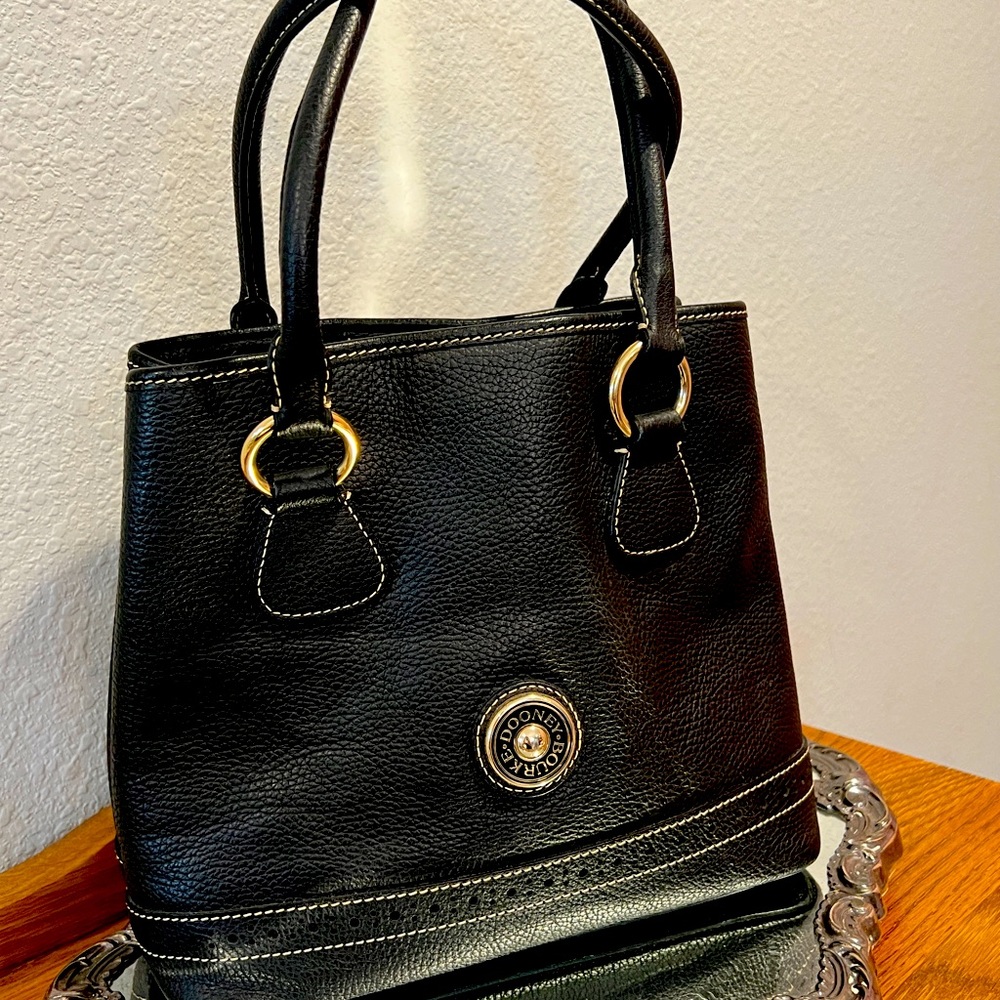 Dooney & Bourke black pebble leather medium satchel. Vintage and rare.